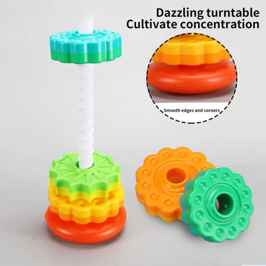 1 Set Baby Toys Interesting Multicolor Dynamic Rotation Columns Ring Kids Toys Entertainment Toy  Rainbow Toys  Kids Toys