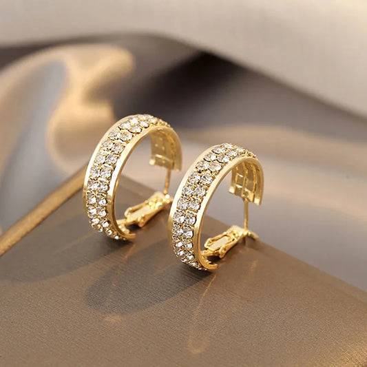 Accessories for Women Super Sparkling Ring Earrings for Women Silver Needle Earring Temperament Circle Earring Wedding Jewelry